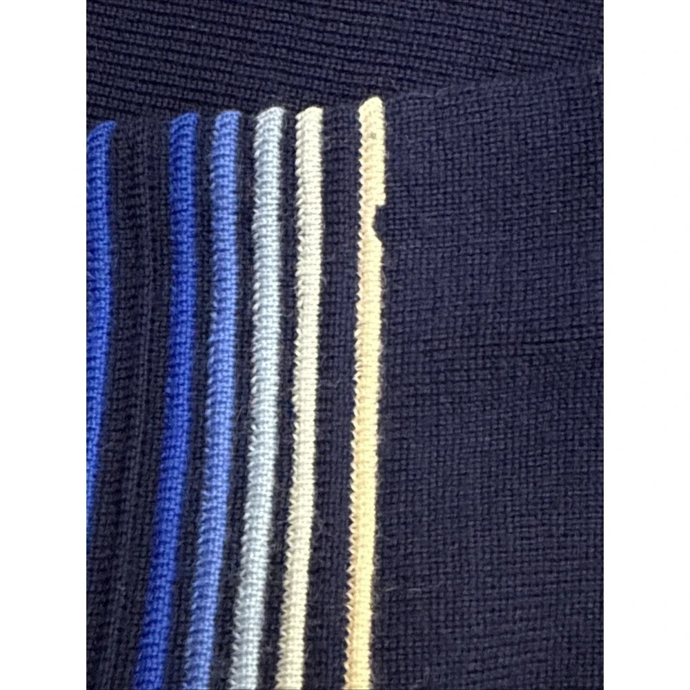 VTG Meister Ski Sweater Men Large Navy‎ Stripe Wool Hong Kong 3h
